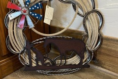 Wreath with Horseshoes, Praying Cowboy, White Rope